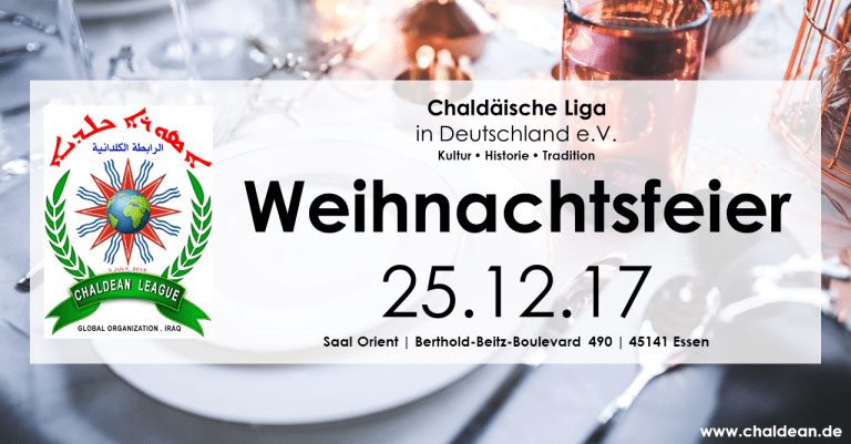 Einladung zur Weihnachtsfeier der Chaldäischen Liga